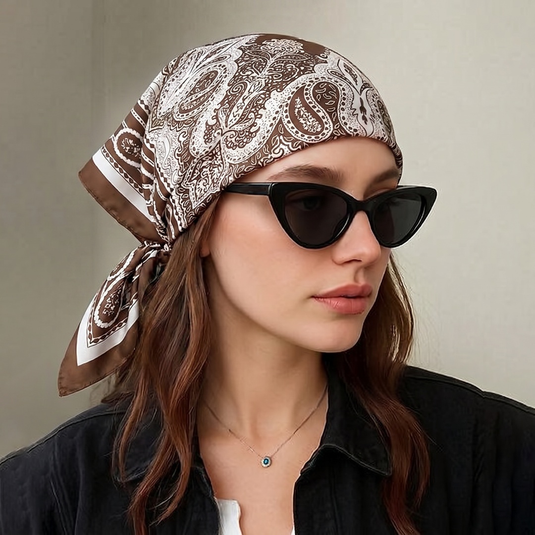 Women Formal Wear Hijab - Pañuelo de seda cuadrado de lujo