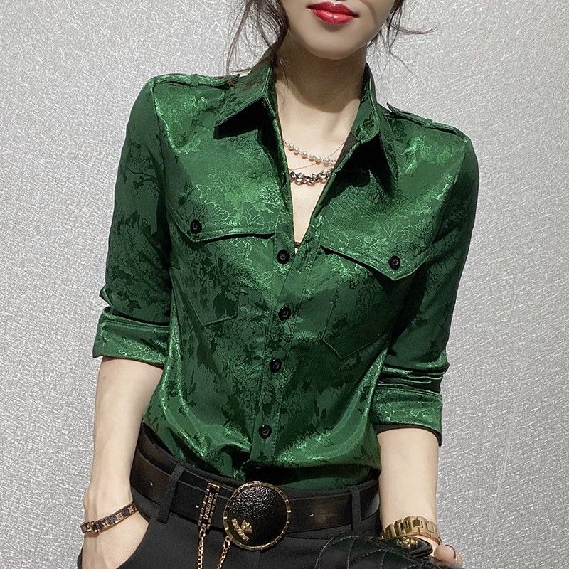 Women Formal Wear Office - Blusa holgada de manga larga con