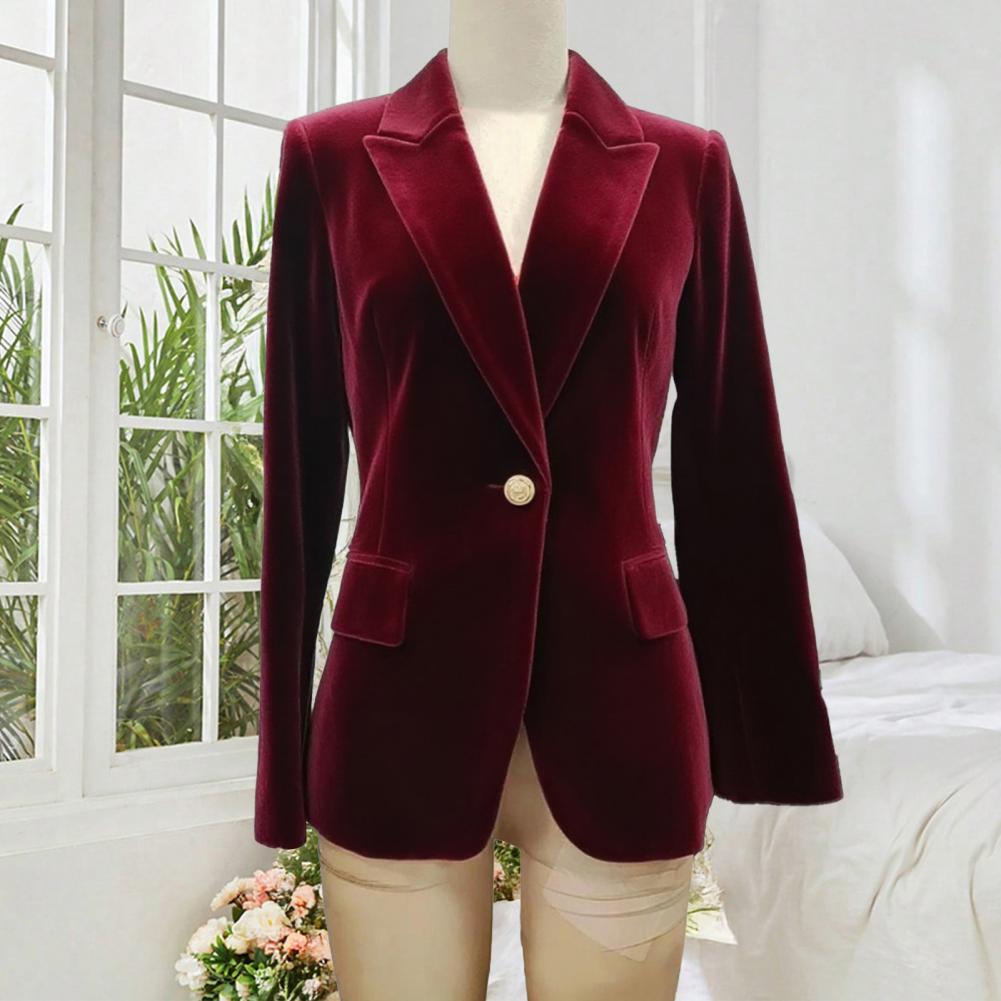 Women Formal Wear Office - Blazer de terciopelo de talla grande