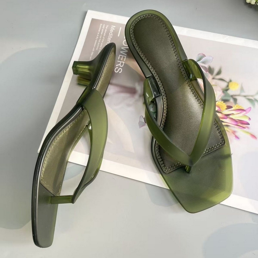 Kitten Heel Women - Sandalias de PVC verde oliva de