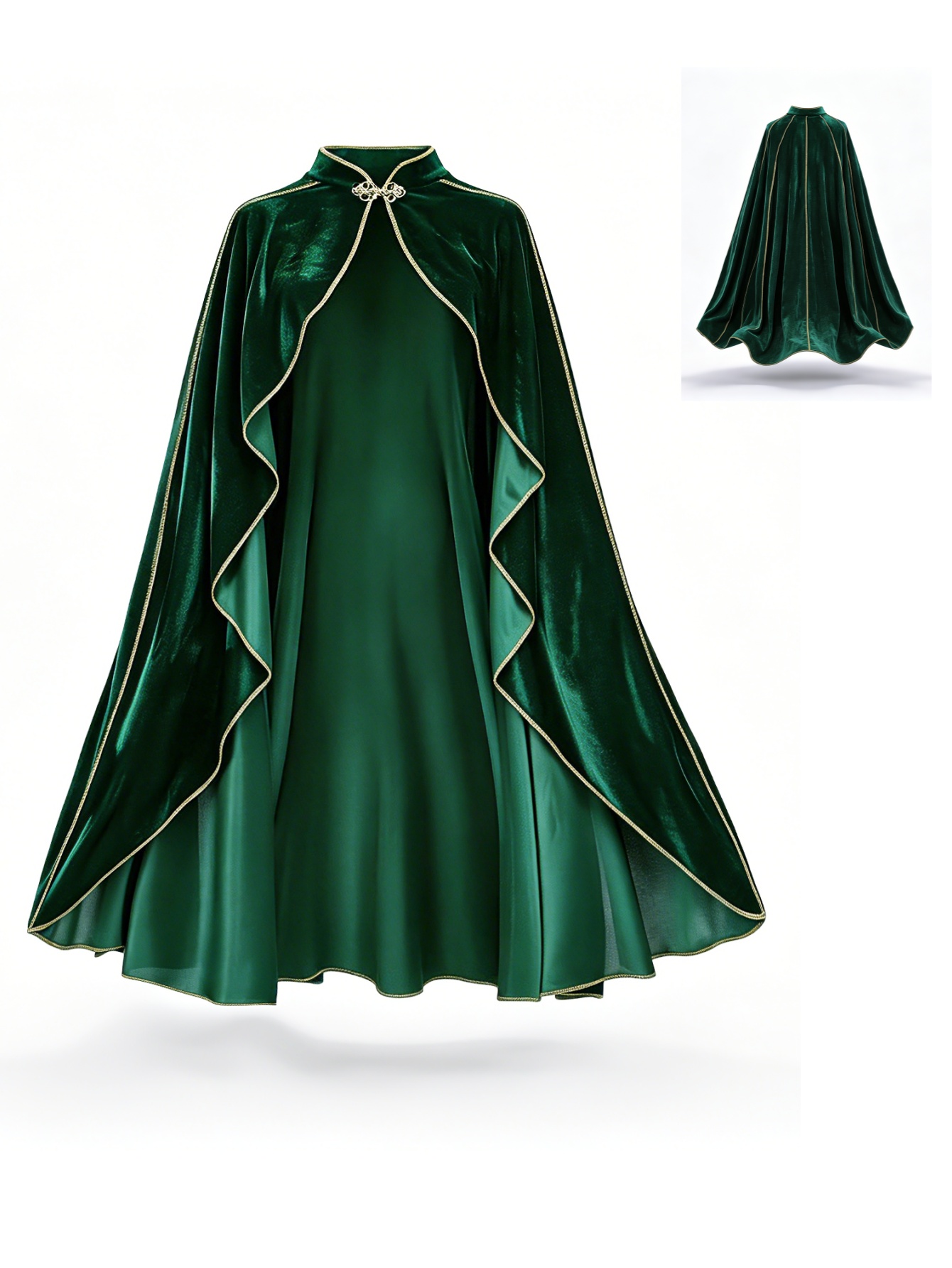 Women'S Green Formal Wear - Capa de terciopelo verde vintage para