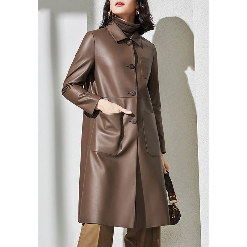 Large Women'S Formal Wear - Gabardina de cuero de talla grande