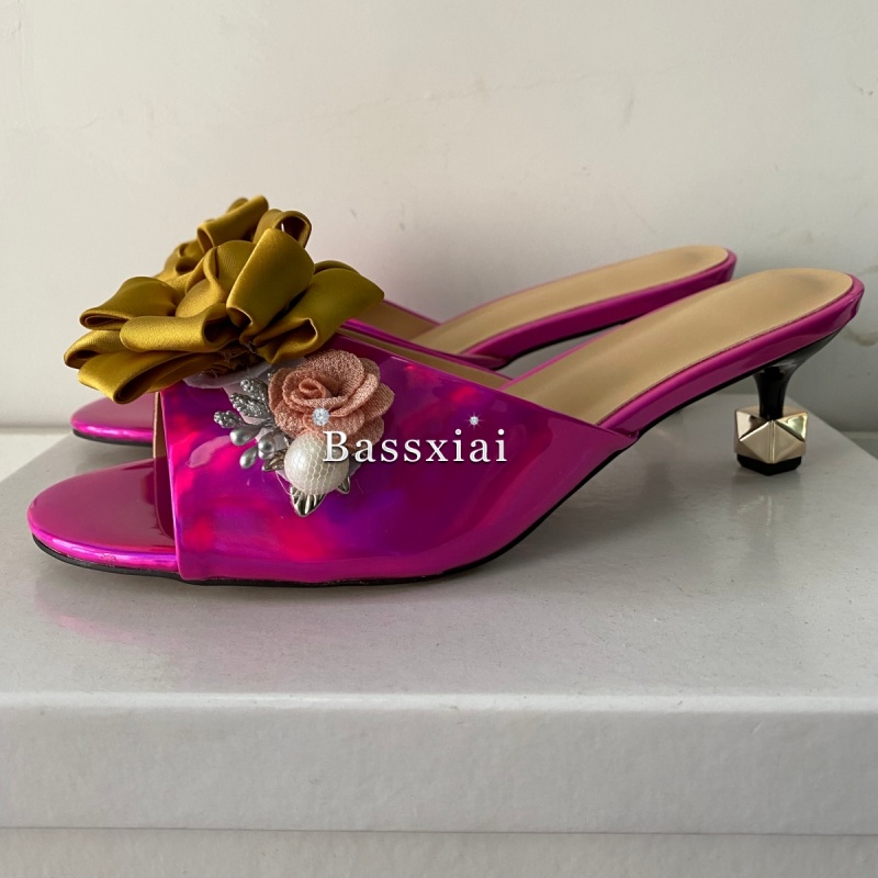 Sandalias de flores hechas a m - Kitten Heel Women reseña y precio