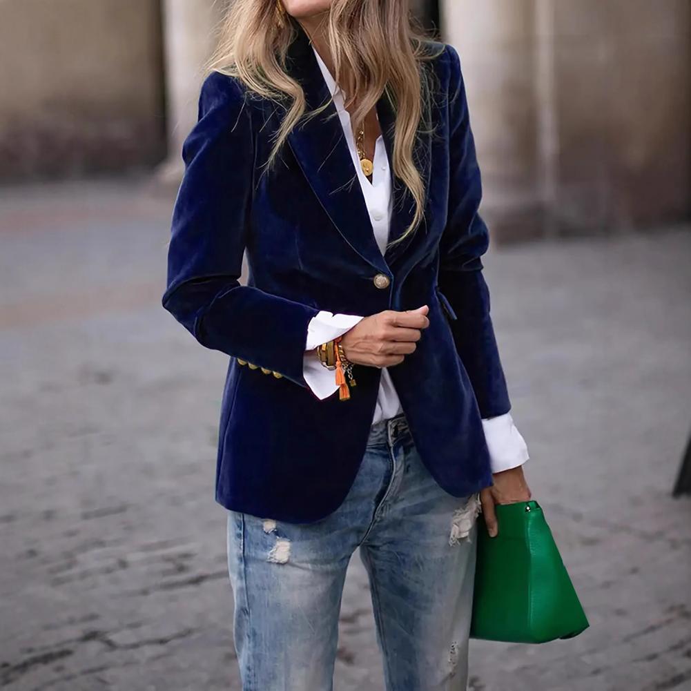 Blazer de terciopelo de talla  - Women Formal Wear Office reseña y precio
