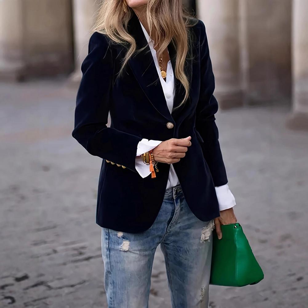 Blazer de terciopelo de talla  - Women Formal Wear Office reseña y precio