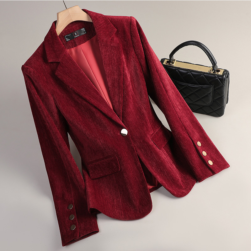 Blazer de terciopelo amarillo  - Women Formal Wear Office reseña y precio