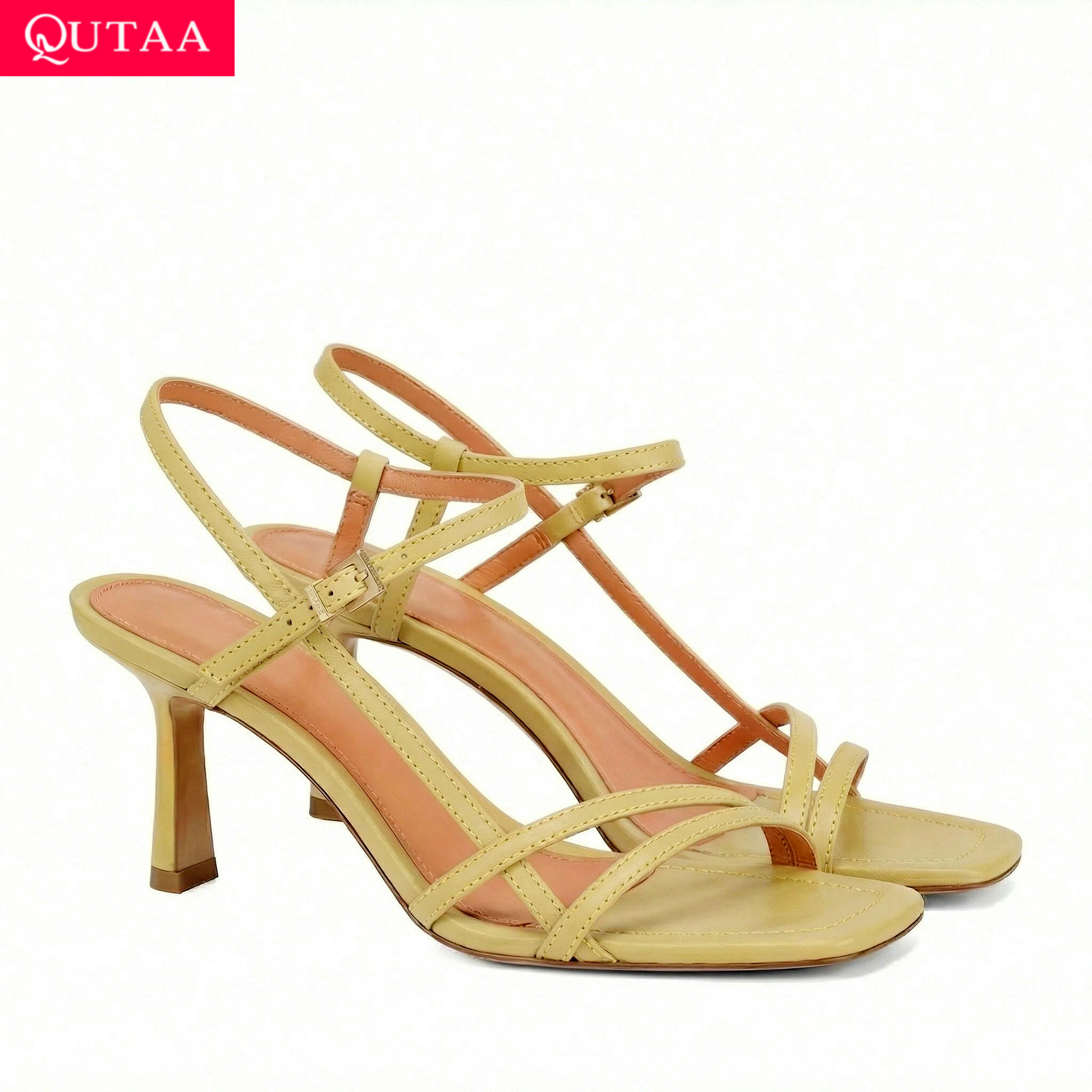 QUTAA, sandalias de tacón alto - Kitten Heel Women reseña y precio